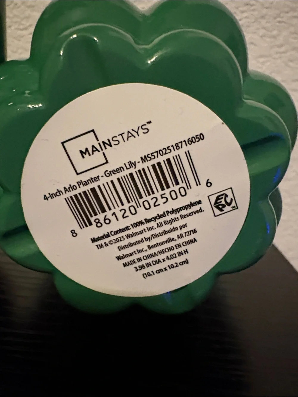 Mainstays 4in Glossy Green Scalloped Plastic Planters - Set of 2